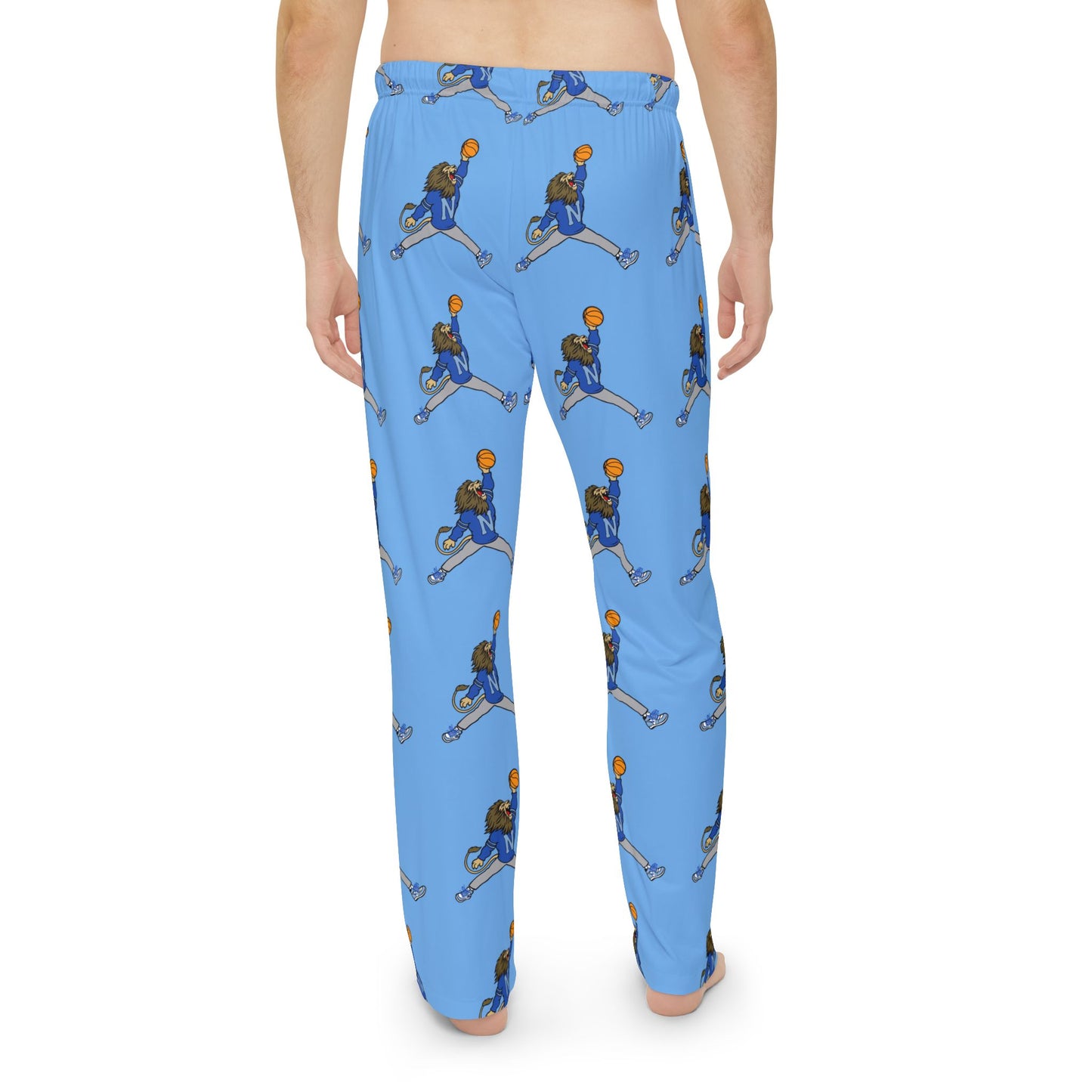 Men's Blue Pajama Lounge Pants Retro Lion
