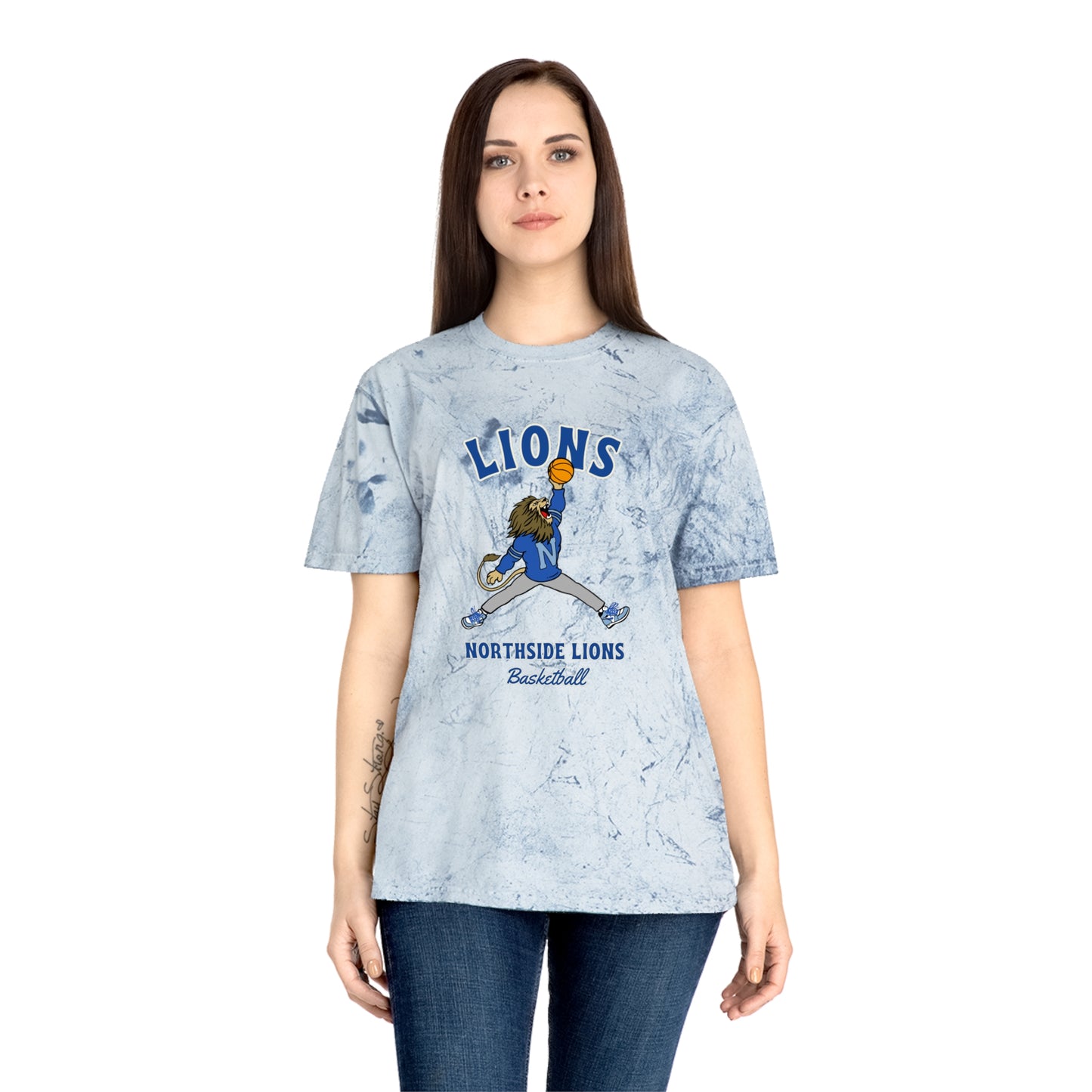 Northside Lions Retro Lion Basketball T-Shirt — Color Blast Marble Tee