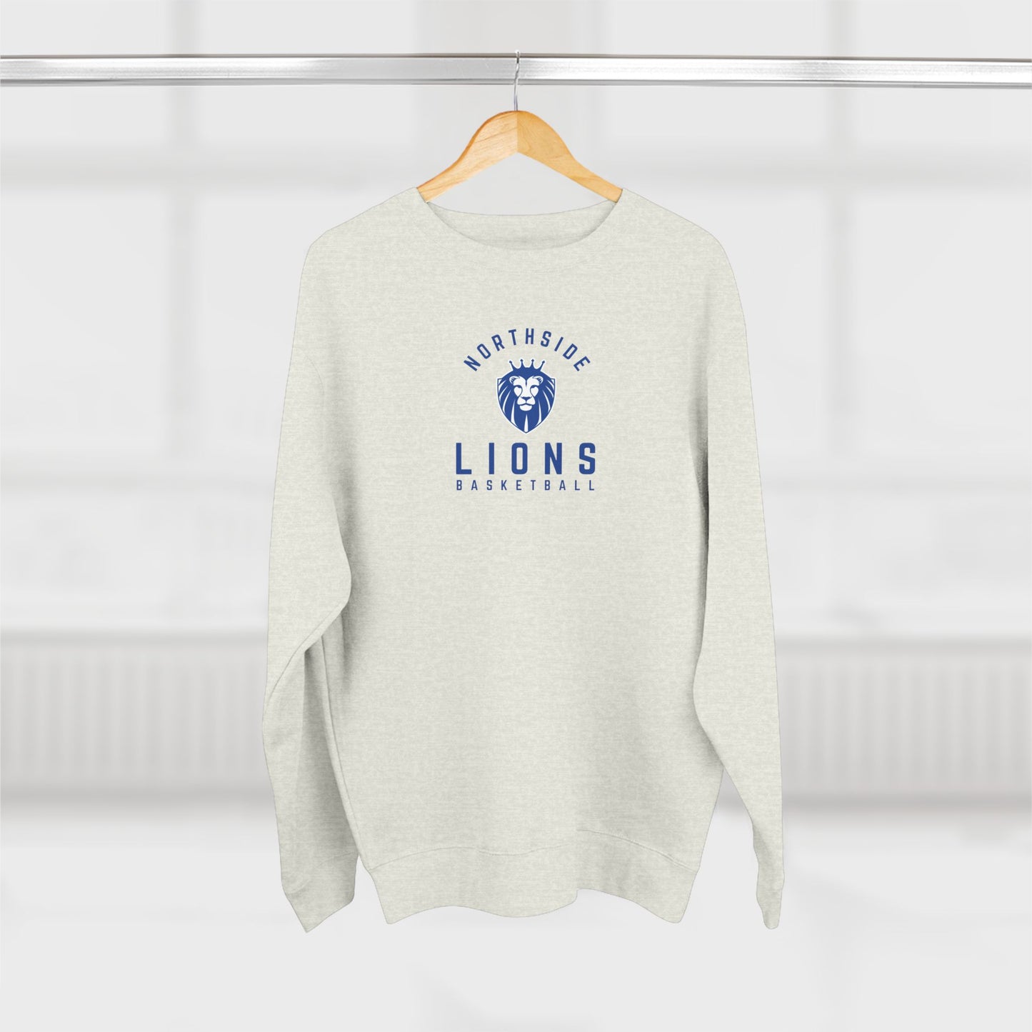 Gender Neutral Lions Crest Crewneck Sweatshirt - Blue Font