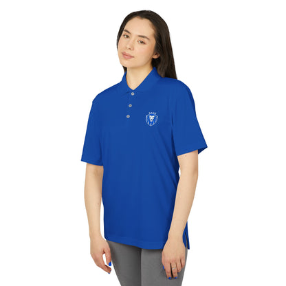 Adidas Gender Neutral Embroidered Blue Lion Crest Performance Polo