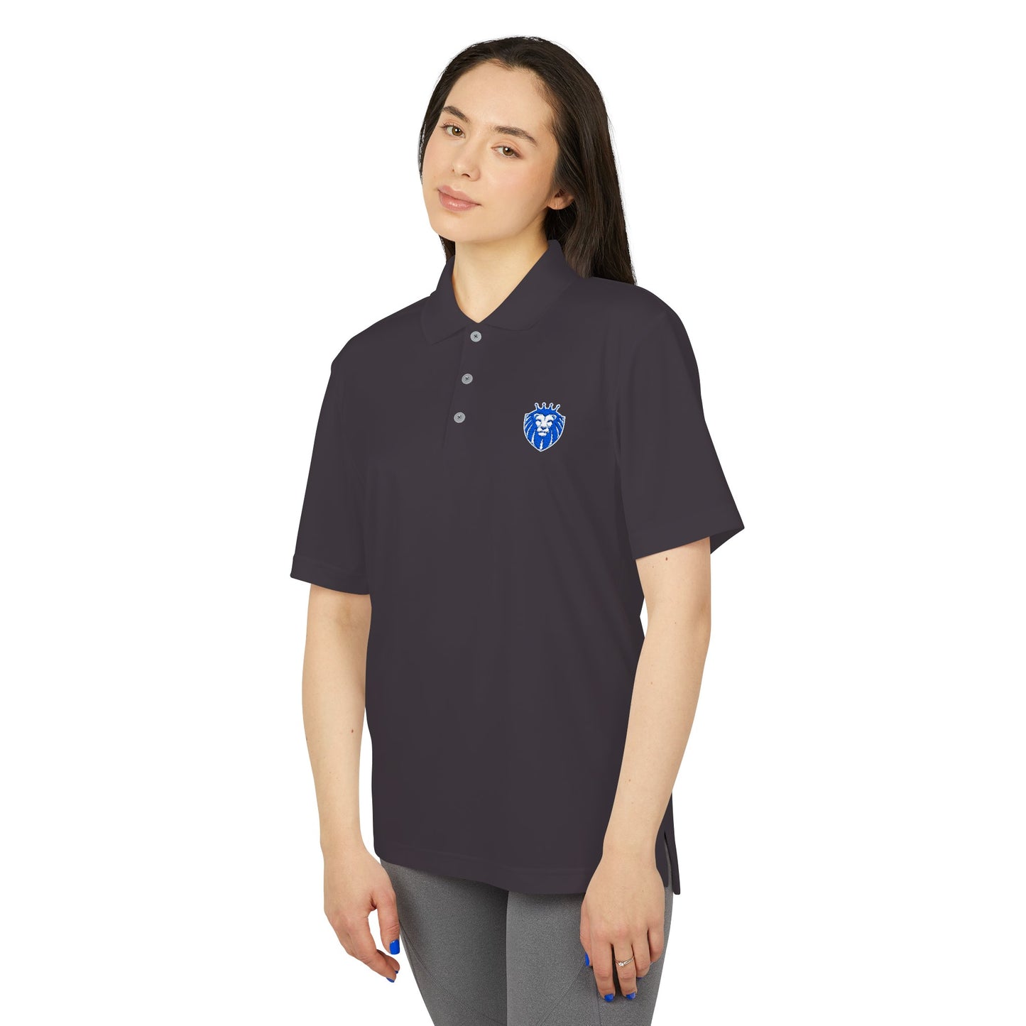 Adidas Gender Neutral Embroidered Blue Lion Crest Performance Polo