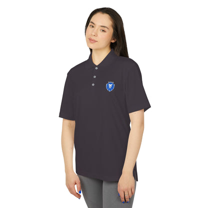 Adidas Gender Neutral Embroidered Blue Lion Crest Performance Polo