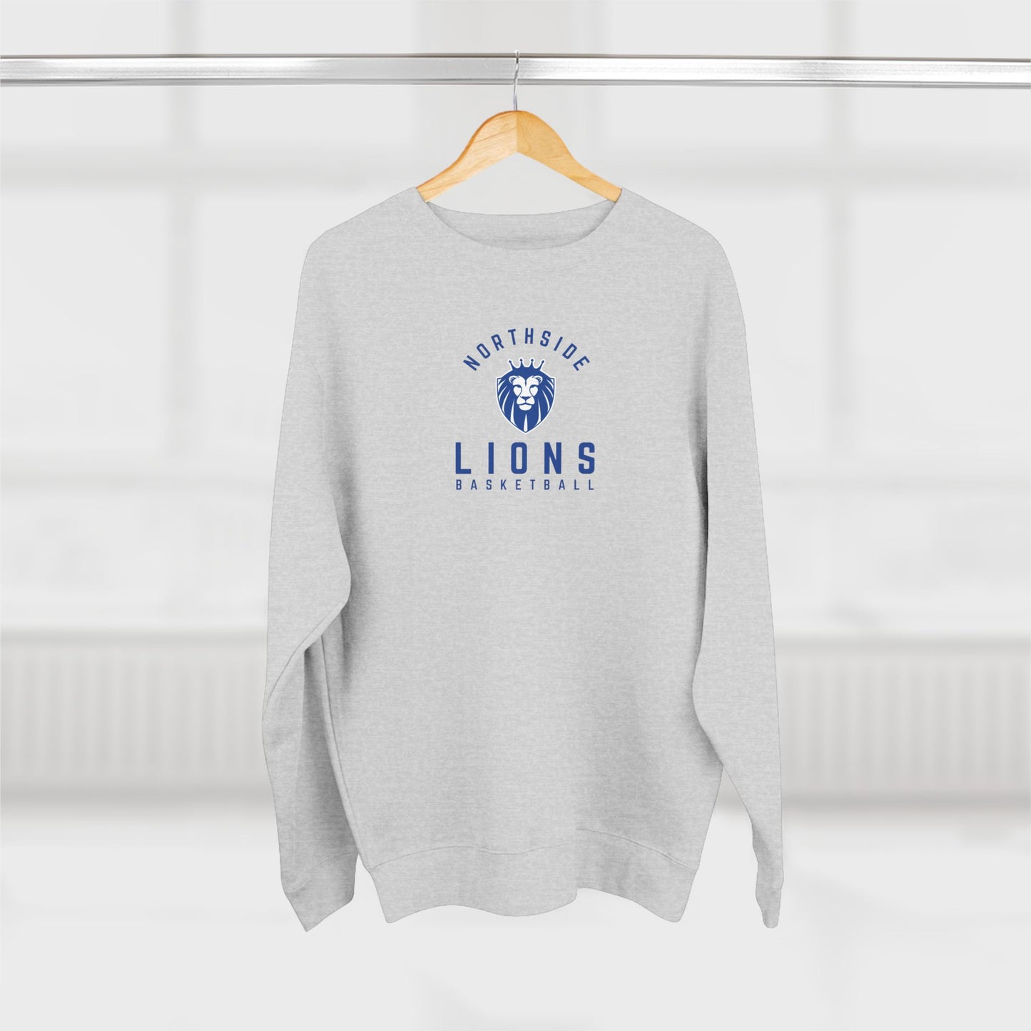 Gender Neutral Lions Crest Crewneck Sweatshirt - Blue Font