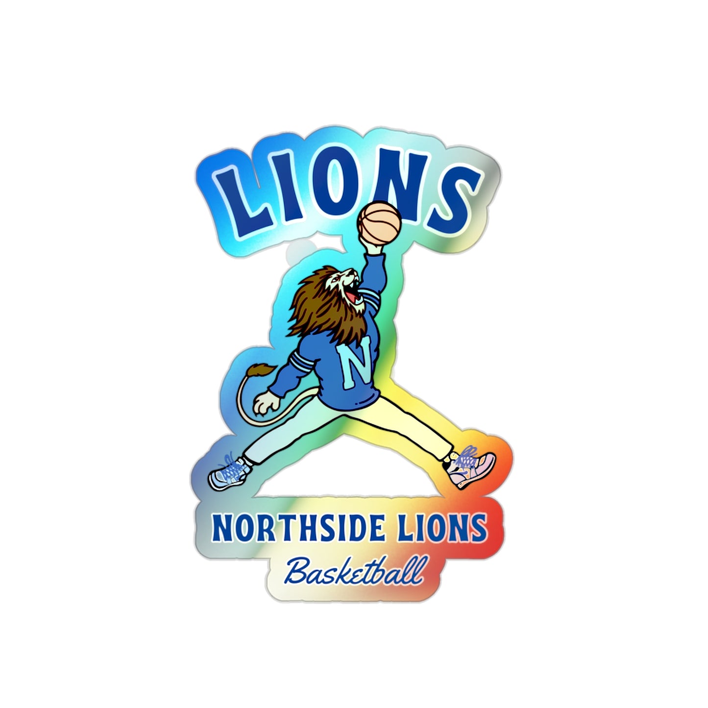 Retro Lion Holographic Die-Cut Sticker