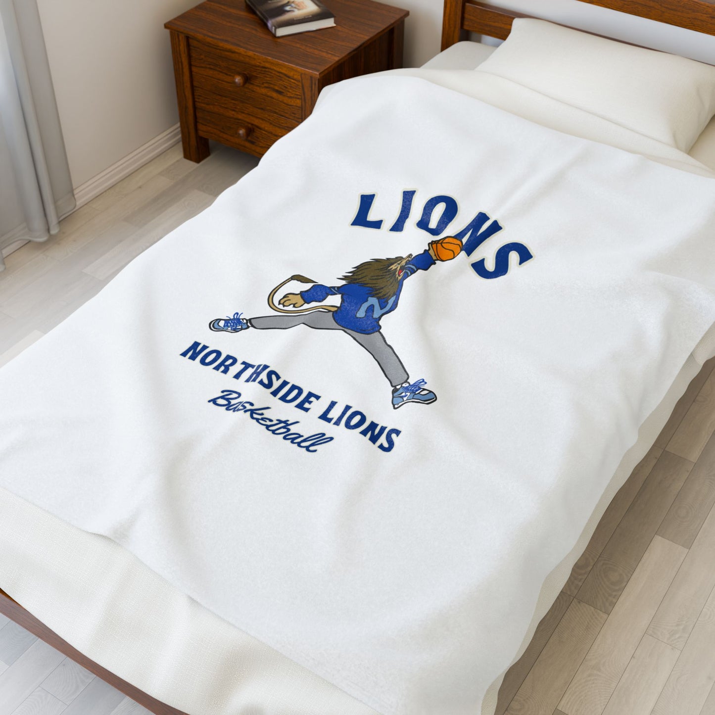 Northside Lions Basketball Velveteen Plush Blanket — Soft Team Mascot Throw