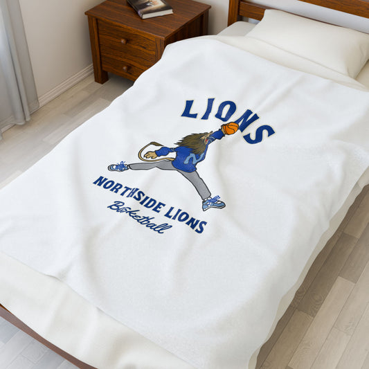 Northside Lions Basketball Velveteen Plush Blanket — Soft Team Mascot Throw