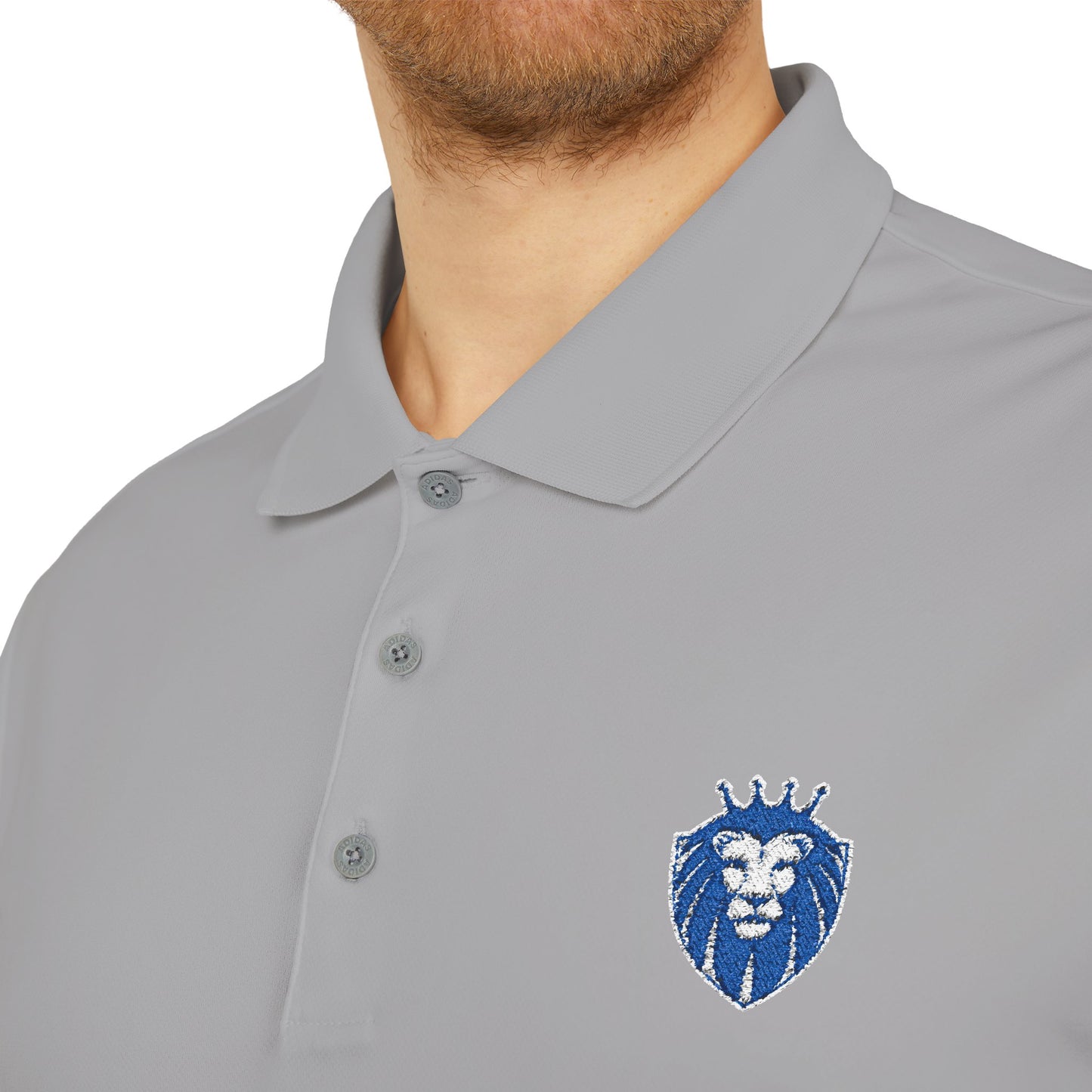 Adidas Gender Neutral Embroidered Blue Lion Crest Performance Polo