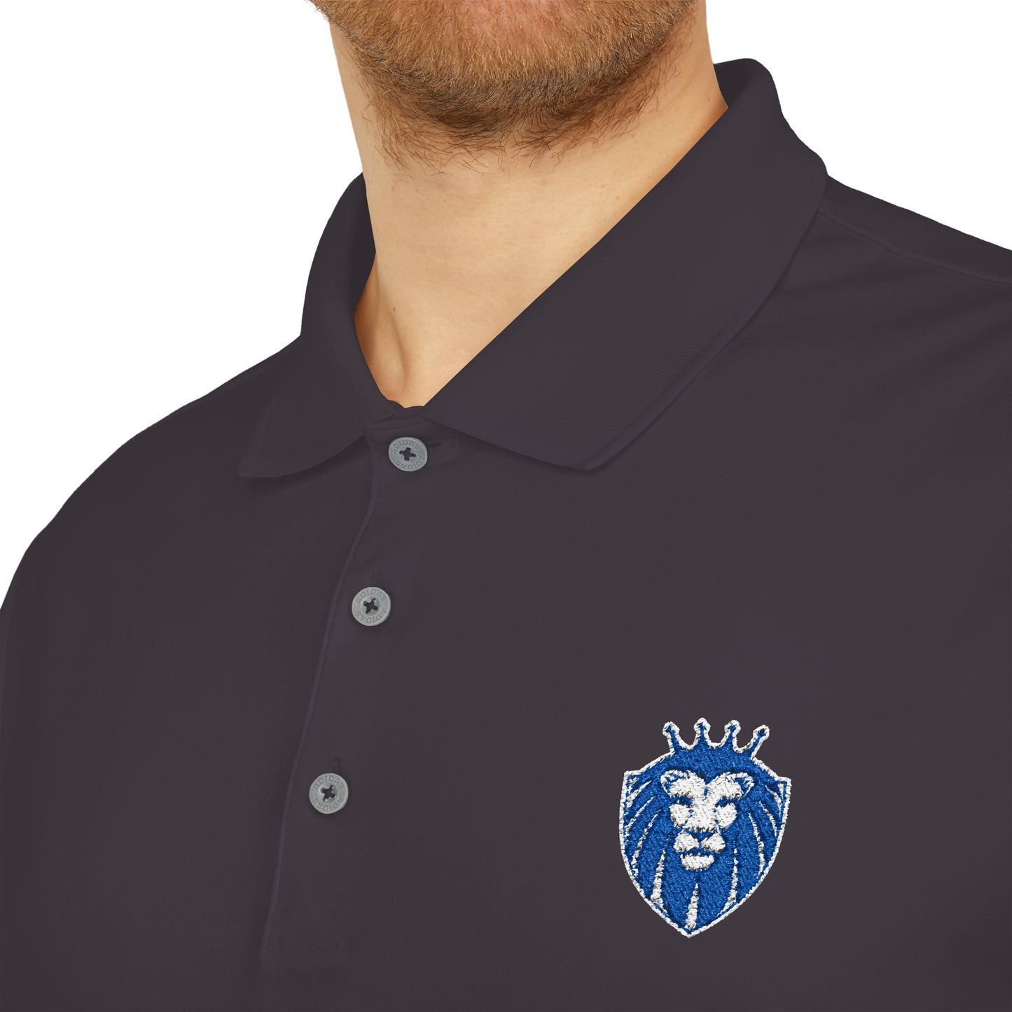 Adidas Gender Neutral Embroidered Blue Lion Crest Performance Polo